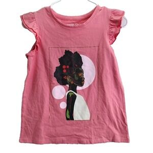 Target Black History Month Girl Graphic Ruffle Sleeve Tee Shirt Top Kids L 10/12